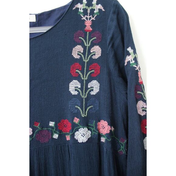 Orange Creek Womens Embroidered Dress Pockets Navy Size M Pre-Owned - Picture 6 of 8